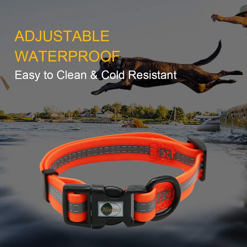 NIMBLE Dog Collar Waterproof Pet Collars Anti-Odor Durable Adjustable PVC & Polyester Soft with Reflective Cloth Stripe Basic Dog Collars S/M/L Sizes (Small (9.45â€-14.17â€inches), Orange) - Image 4